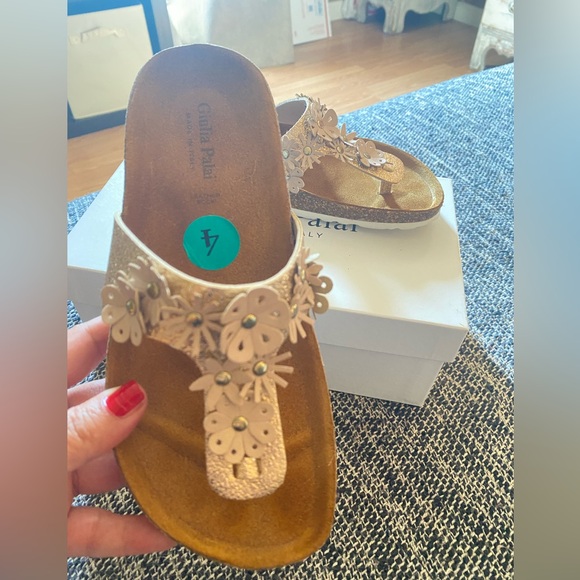 Giulia Palai Girls Sparkle Slide Sandals in gold Size: 4 Made in Italy - Picture 4 of 6